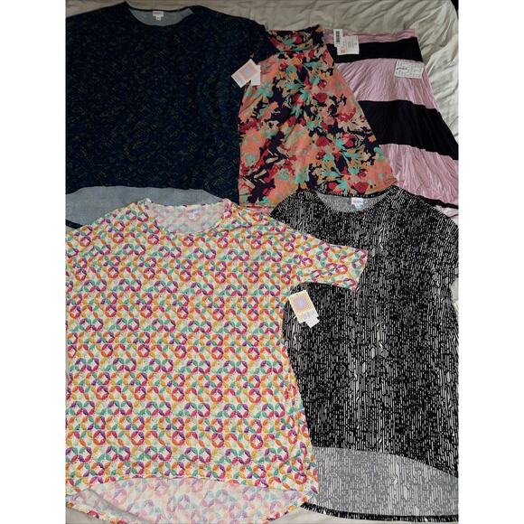 Lularoe Lot 2 Azure Skirts Large and XLarge, New With Tags 3 Irma shirt XL L - Picture 1 of 6
